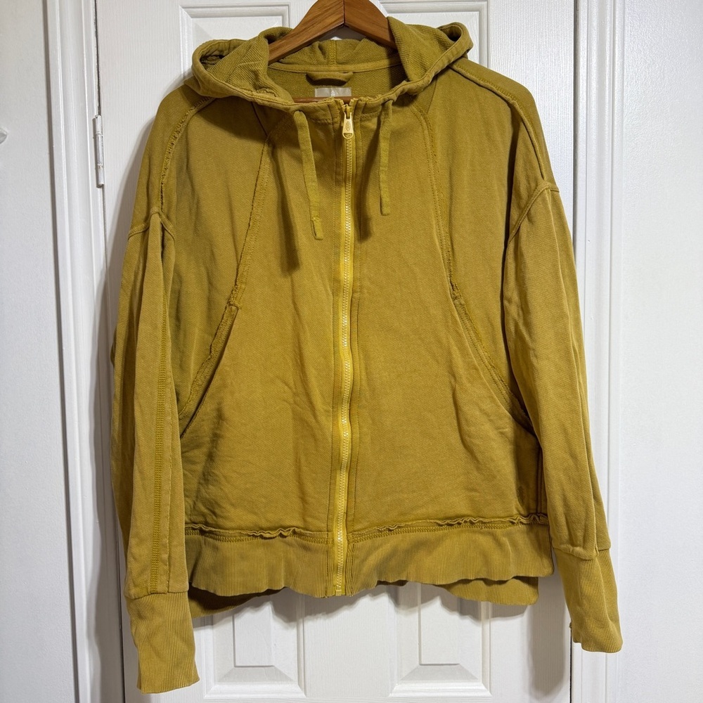 Free People FP Movement Only One Hoodie Jacket Top mustard green size Large - Picture 5 of 11